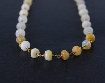 Ethiopian Opal Necklace, Boho Beaded Necklace