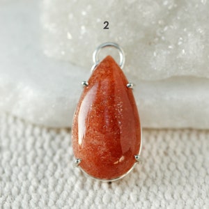 Orange Peach Sunstone Pear Pendant, Big Sunstone Teardrop Necklace, Energizing Crystal, Good Luck Pendant, Positive Energy Crystal image 6