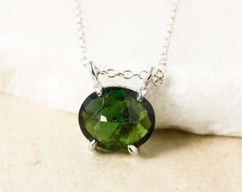 Green Emerald Tourmaline Connector Necklace, Tourmaline Drop Pendant, Healing tourmaline