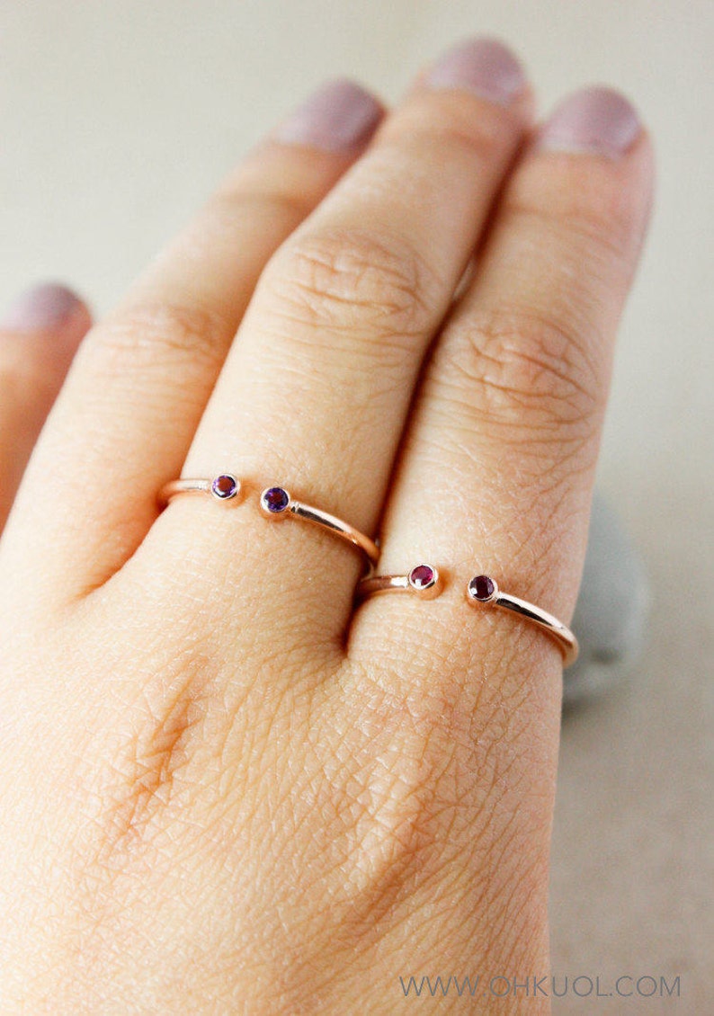 Dual Birthstone Ring, AAA Gemstones, Rose Gold image 4