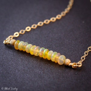 Ethiopian Opal Necklace, October Birthstone Necklace, 14K GF image 2