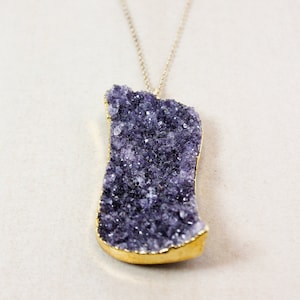50% OFF SALE - Purple Amethyst Druzy Necklace, Druzy Stone Pendant, Natural Druzy Geode, Choose Your Setting