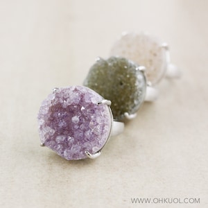 50% OFF SALE - Ethereal Druzy Ring - Choose Your Round Druzy - Sterling Silver