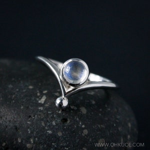 Rainbow Moonstone Crown Ring, Index Finger Moonstone Ring, Choose Your Setting image 2