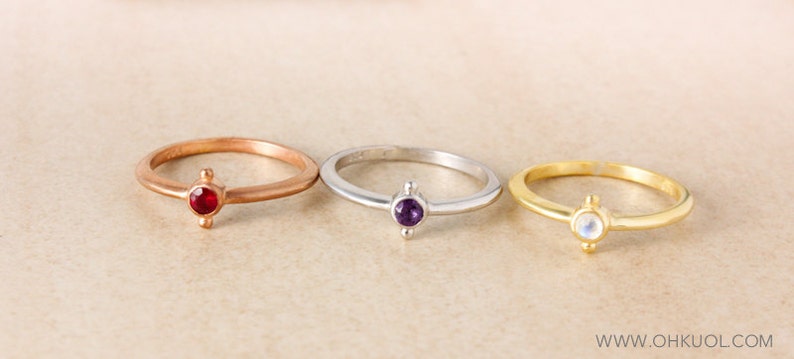 Simple Dainty Birthstone Ring Dainty Stacking Ring Sentimental Ring Choose Your Stone