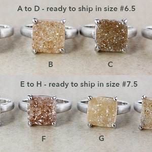 50% OFF SALE Square Natural Agate Druzy Ring Set Choose Your Druzy Earthy Tones image 4