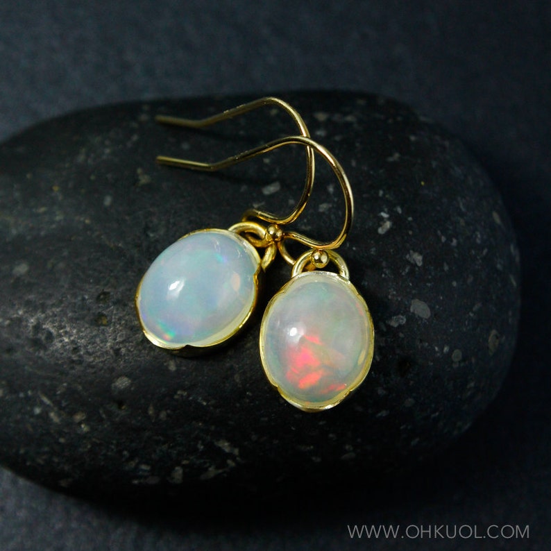Oval Solid Opal Necklace Milky Opal Necklace October Opal | Etsy