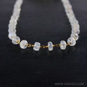 Rainbow Moonstone Beaded Necklace, Boho Jewelry