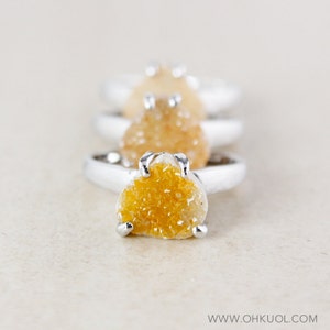 50% OFF SALE - Honey Natural Agate Druzy Ring - Choose Your Druzy - Pear Shape