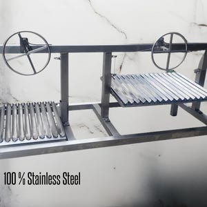 Parrilla doble para asado a medida con espacio - Parrilla para barbacoa 100 % acero inoxidable, Santa María Grill, para asar a la parrilla argentina