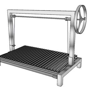 Argentinian Asado Grill made of stainless steel, Parrilla Grill with crank control, stainless steel charcoal grill, Gaucho for terrace and garden