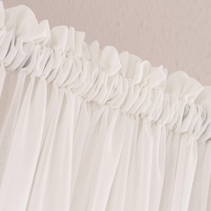 Wide Sheer Striped Jacquard Curtains, Custom Length Grommet & Tab Top Drapes for Living Room, Kitchen, Side Window Panels