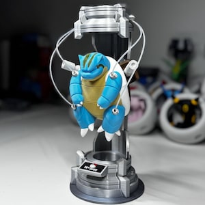 12” Clone Blastoise in a Lab with tubes and rgb LEDs premieum gaming display