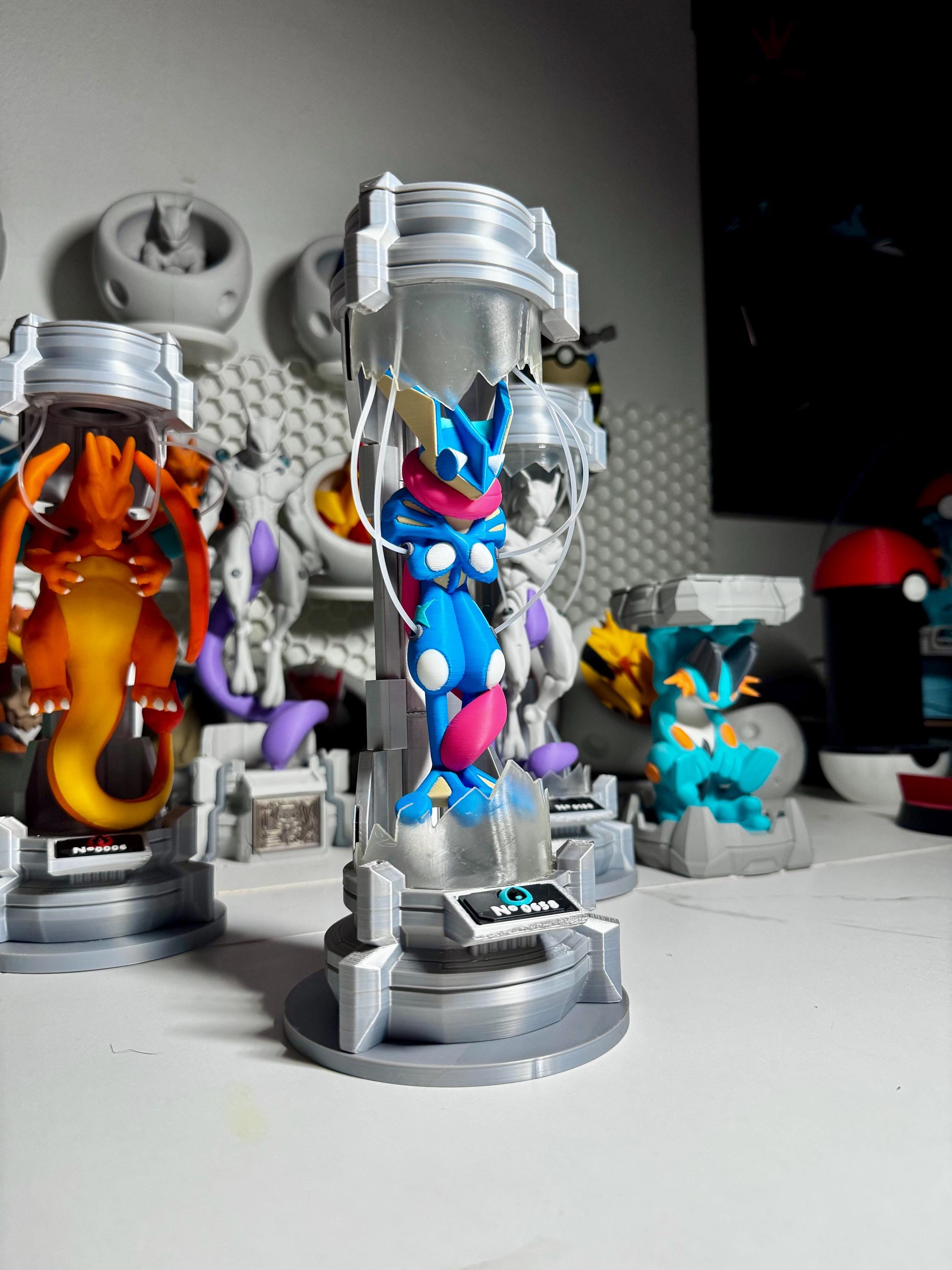 Large 12” Greninja in a Lab With Resin Glass and Tubes and Rgb