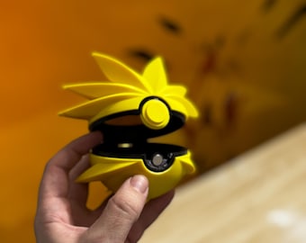 Life size Zapdos pokeball functional open close with custom base magnetic