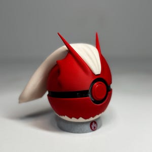 Life size Blaz-iken ultra premium Pokeball, magnetic open and close fully functional with custom magnetic base display