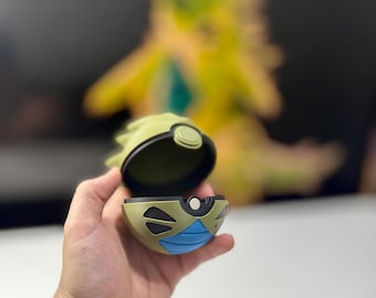 Life size functional Ty-ranitar fully functional pokeball with magnetic custom base & open close function