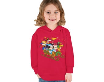 Sudadera con capucha polar de Disney para niños pequeños, ropa de invierno acogedora para niños, regalo de Navidad, diseño de Minnie y sus amigos, linda sudadera con capucha para niños pequeños, niños juguetones