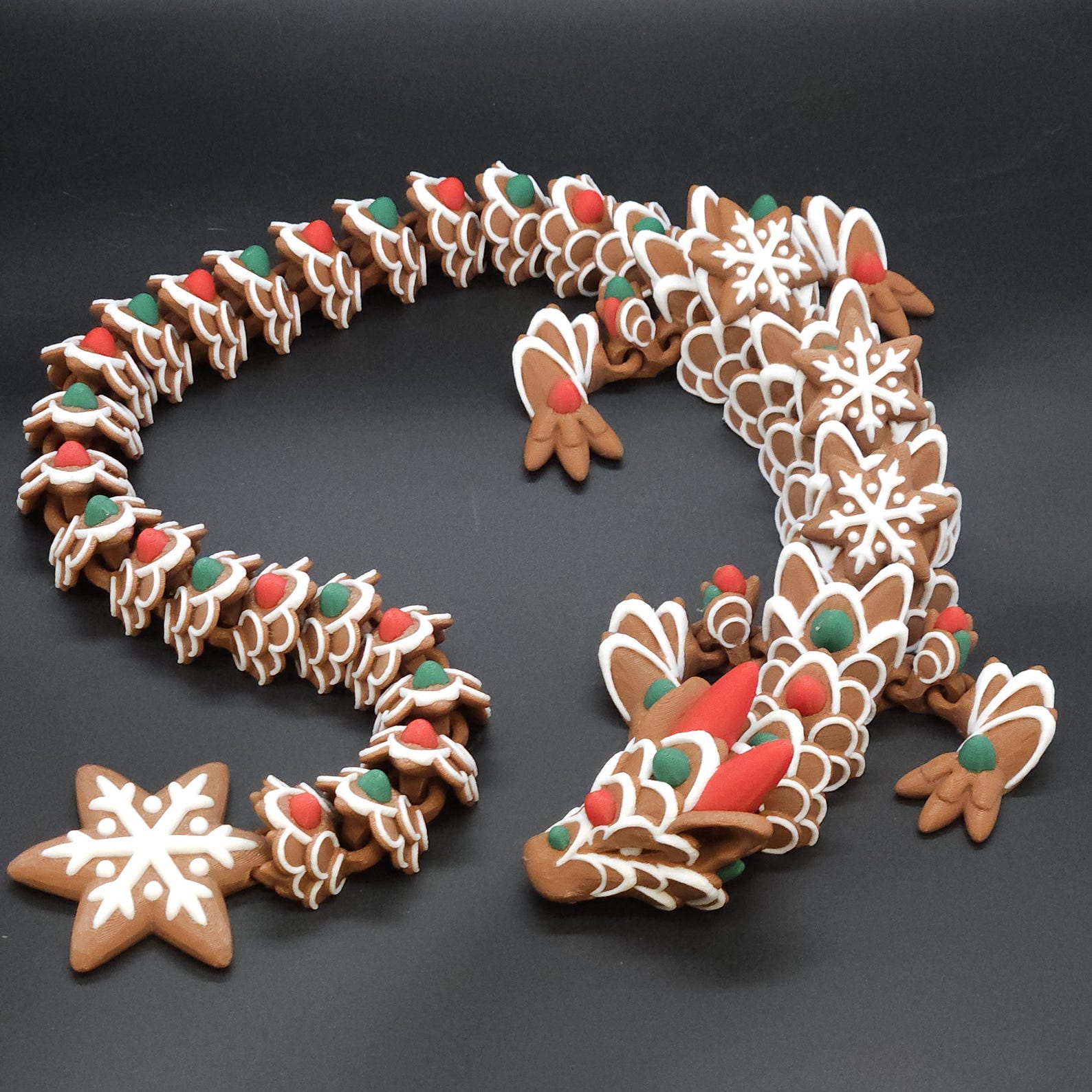 Gingerbread Dragon Fidget Toy: 3D Printed Desk Decor, 25 Inches - Etsy