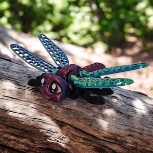 3D Printed Dragonfly, Multi Color Fidget Toy, Articulated Design, 6 Inch Long, 8 Inch Wingspan