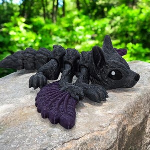 Tiny Winged Wolf 3D Printed, Multi Color Fidget Toy, 6 1/2 Inches Long, 7 Inches Wide, Desk Toy, Stress Relief