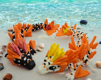 3D Printed Multi-Color Koi Dragon Fidget Toy - 13 Inch