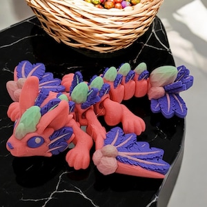 Pequeño conejito dragón, juguete antiestrés impreso en 3D, multicolor, coleccionable para amantes de los dragones, 12,7 cm de largo, regalo único