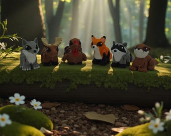 3D Gedruckte Waldtierfiguren, Fidget Spielzeug 6er Set