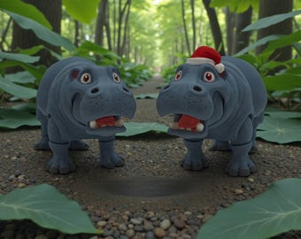 3D Printed Articulated Hippo Fidget Toy, Multi Color Figurine