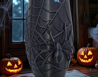 3D Printed Spiderweb Vase: Halloween Table Centerpiece, Dried Flowers