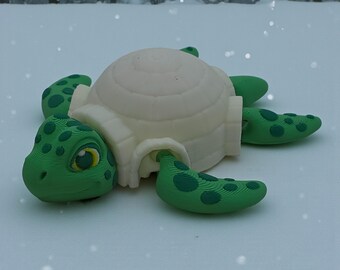 Tartaruga Iglu Impressa em 3D, Brinquedo Anti-Stress, Decoração Flexível para Mesa