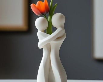 3D Printed Embrace Vase: Modern Table Centerpiece, Dried Flower Holder