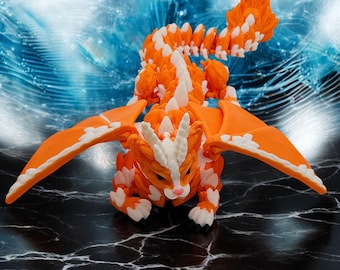 3D Printed Cat Dragon Fidget Toy: Multi-Color Desk Decor 14 Inches