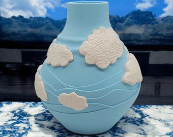 3D Printed Vase: Cloudy Hills Design, Modern Table Centerpiece