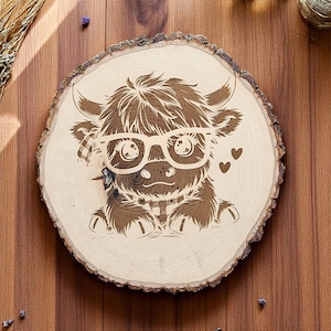 Highland Cow Wall Decor, Laser Engraved Art, Rustic Wall Decor, Unique Interior Decor, Cute Cow Art