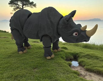 3D Printed Articulated Rhinoceros, Multi-Color Fidget Toy