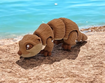 Brinquedo Fidget de Lontra de Rio Impresso em 3D: Animal de Mesa Multicolorido Colecionável