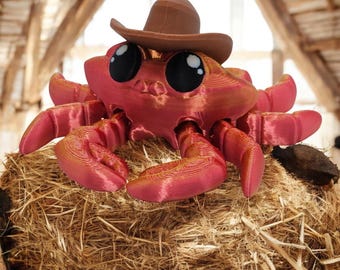 3D Printed Cowboy Crab Fidget Toy: Multi Color Stress Relief