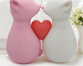 Jarrón de punto con gatos impreso en 3D: porta flores secas, decoración original