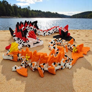 Koi Dragon, 3D Printed Fidget Toy, Multi Color, 19 Inches Long, Dragon Lovers Gift, Unique Desk Toy