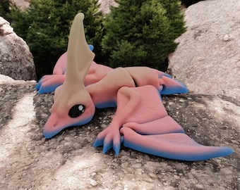 Nyctosaurus Fidget Toy: 3D Printed Multi Color Dinosaur Desk Toy