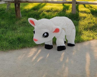 Juguete antiestrés de cordero mini impreso en 3D: animal articulado multicolor