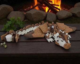 3D Printed S'mores Dragon Fidget Toy: Multi-Color, 18 Inches