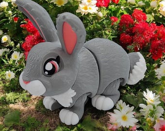 3D Printed Articulated Rabbit Fidget Toy: Multi-Color Desk Decor