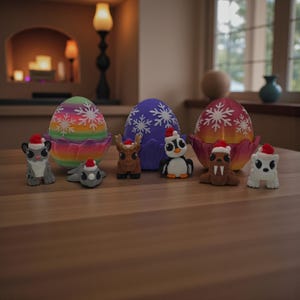 Crías árticas impresas en 3D con huevos, juguete flexible para inquietarse