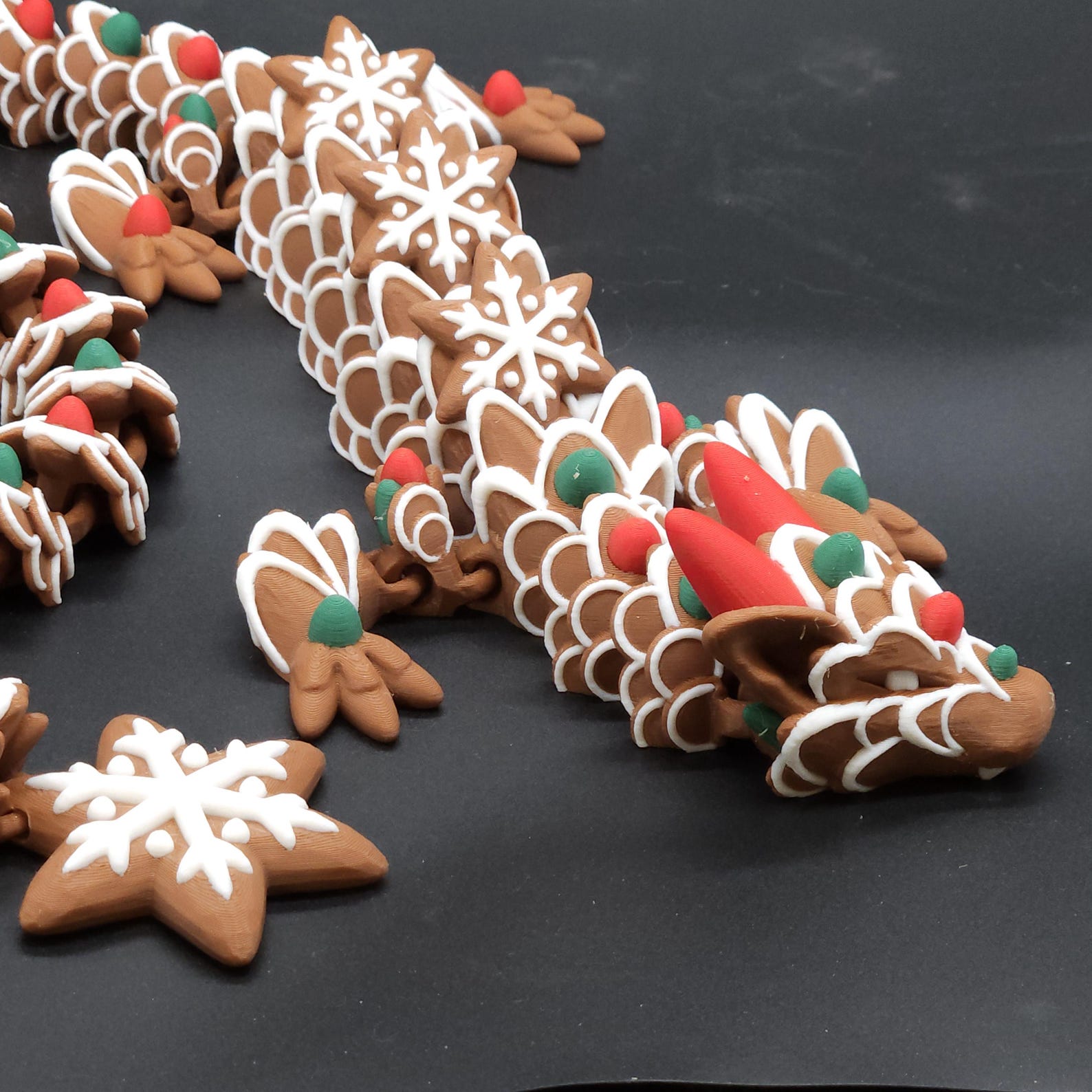Gingerbread Dragon Fidget Toy: 3D Printed Desk Decor, 25 Inches - Etsy