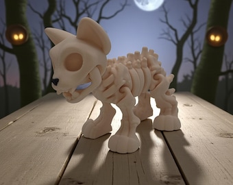 Juguete antiestrés con esqueleto de gato impreso en 3D: decoración de Halloween, regalo para amantes de los gatos