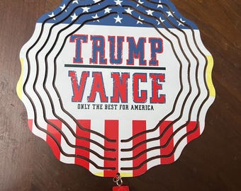 8 inch Wind Spinner with Red, White and Blue Beaded Dangle, Trump/Vance “Only the best for America”