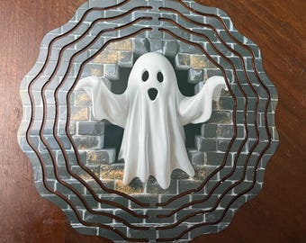 8 inch Wind Spinner with Crystal Dangle, Ghost 2