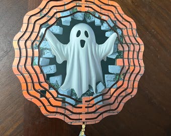 8 inch Wind Spinner with Crystal Dangle, Ghost 1